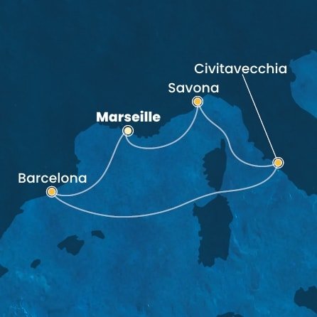 Francie, Španělsko, Itálie z Marseille na lodi Costa Smeralda