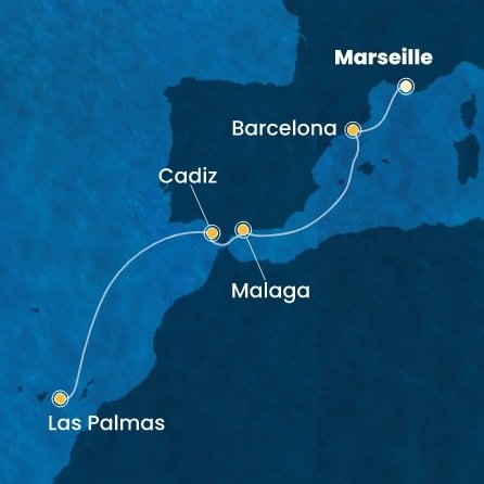 Francie, Španělsko z Marseille na lodi Costa Smeralda