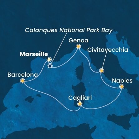 Francie, Španělsko, Itálie z Marseille na lodi Costa Smeralda