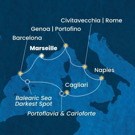 Francie, Španělsko, Itálie z Marseille na lodi Costa Smeralda