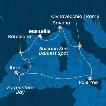 Francie, Španělsko, Itálie z Marseille na lodi Costa Toscana