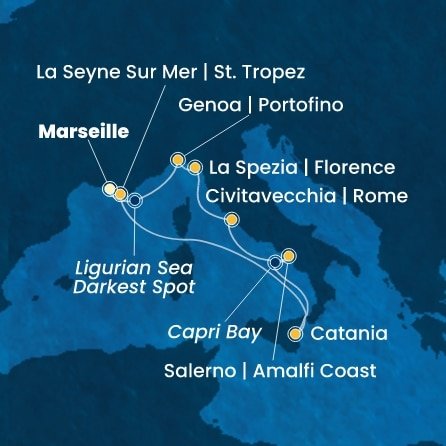 Francie, Itálie z Marseille na lodi Costa Fascinosa