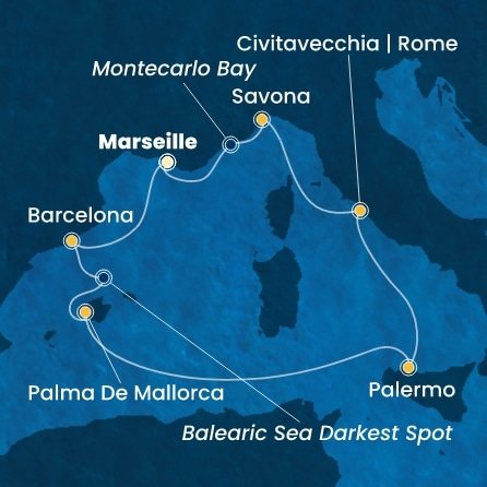 Francie, Španělsko, Itálie z Marseille na lodi Costa Toscana