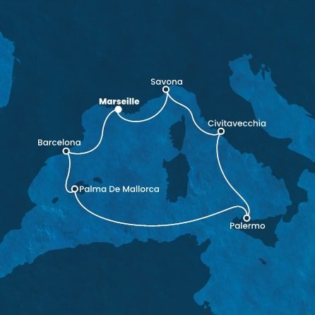 Francie, Španělsko, Itálie z Marseille na lodi Costa Smeralda