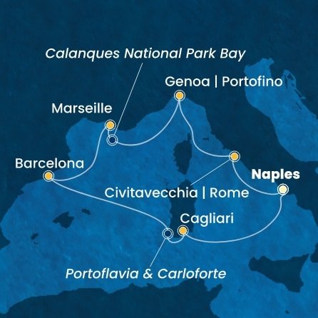 Itálie, Francie, Španělsko z Neapole na lodi Costa Smeralda