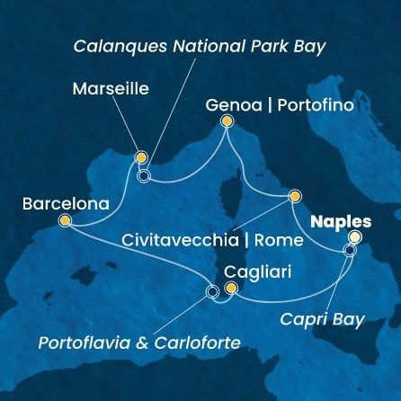 Itálie, Francie, Španělsko z Neapole na lodi Costa Smeralda