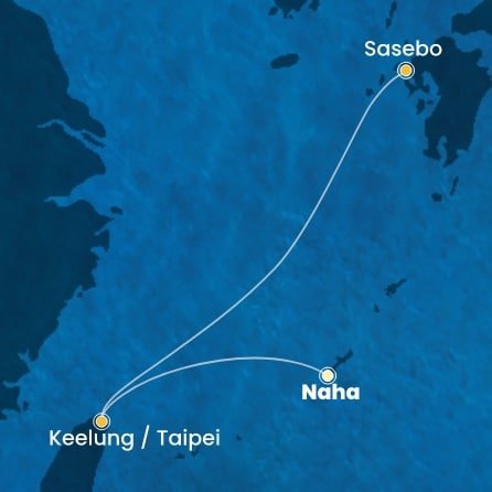 Japonsko, Tchaj-wan z Naha na lodi Costa Serena