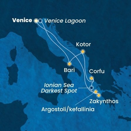 Itálie, Černá Hora, Řecko z Marghery na lodi Costa Deliziosa