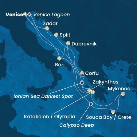 Itálie, Řecko, Kréta, Chorvatsko z Marghery na lodi Costa Deliziosa