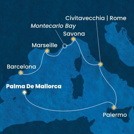 Španělsko, Itálie, Francie z Palmy de Mallorca na lodi Costa Toscana