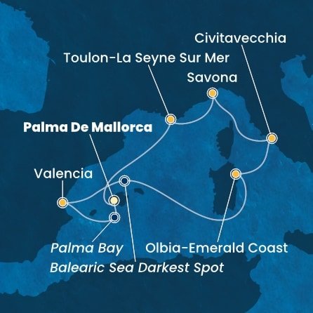 Španělsko, Itálie, Francie z Palmy de Mallorca na lodi Costa Pacifica