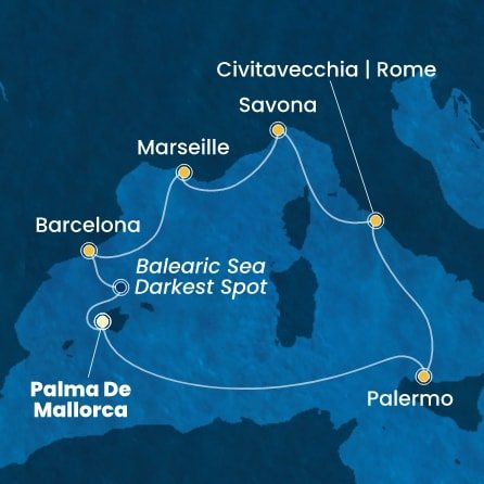 Španělsko, Itálie, Francie z Palmy de Mallorca na lodi Costa Toscana