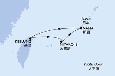 Tchaj-wan, Japonsko z Keelungu (Taipeje) na lodi MSC Bellissima