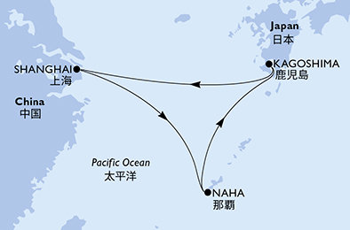 Čína, Japonsko ze Šanghaje na lodi MSC Bellissima