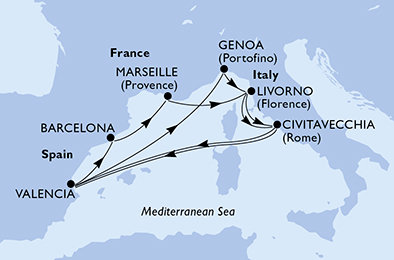 Itálie, Španělsko, Francie z Janova na lodi MSC Sinfonia