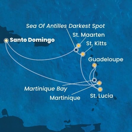 Dominikánská republika, Martinik, Guadeloupe, Svatá Lucie, Svatý Kryštof a Nevis, Svatý Martin ze Santo Dominga na lodi Costa Favolosa