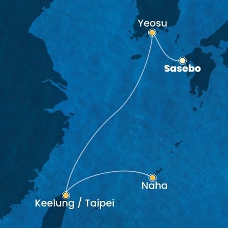 Japonsko, Jižní Korea, Tchaj-wan ze Saseba na lodi Costa Serena