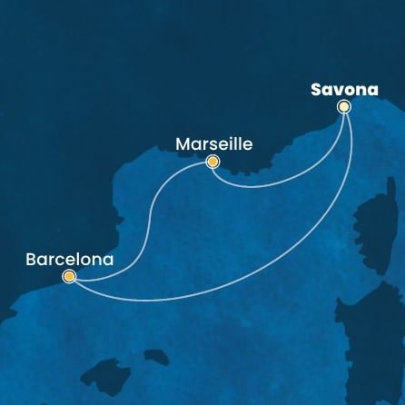 Itálie, Španělsko, Francie ze Savony na lodi Costa Diadema