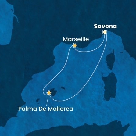 Itálie, Španělsko, Francie ze Savony na lodi Costa Diadema