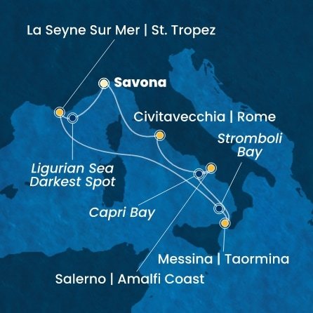Itálie, Francie ze Savony na lodi Costa Fascinosa