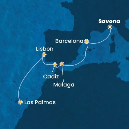Itálie, Španělsko, Portugalsko ze Savony na lodi Costa Diadema