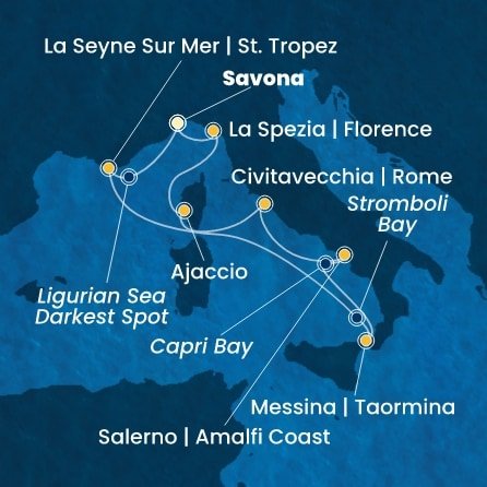 Itálie, Francie ze Savony na lodi Costa Fascinosa