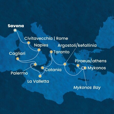 Itálie, Malta, Řecko ze Savony na lodi Costa Serena