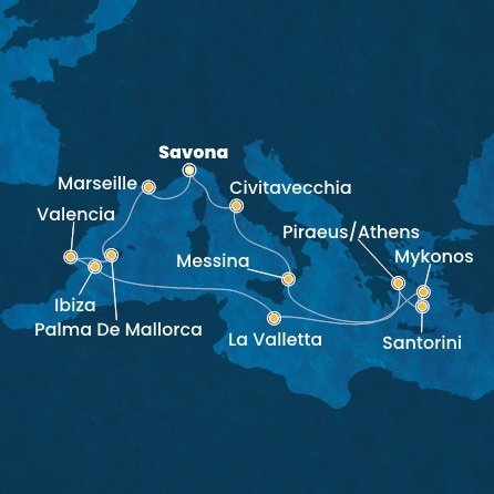 Itálie, Řecko, Malta, Španělsko, Francie ze Savony na lodi Costa Serena