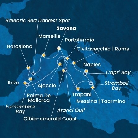 Itálie, Francie, Španělsko ze Savony na lodi Costa Favolosa