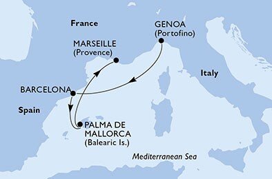 Itálie, Španělsko, Francie z Janova na lodi MSC Grandiosa