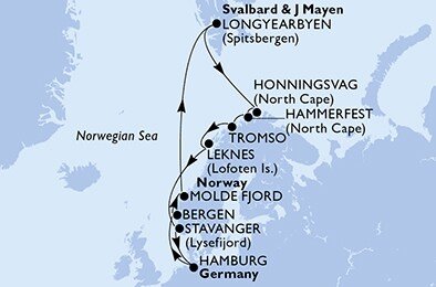 Německo, Norsko z Hamburku na lodi MSC Preziosa