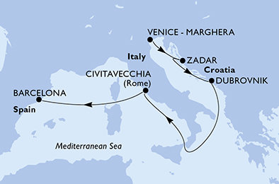 Itálie, Chorvatsko, Španělsko z Marghery na lodi MSC Armonia