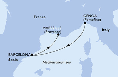 Itálie, Španělsko, Francie z Janova na lodi MSC Seaview