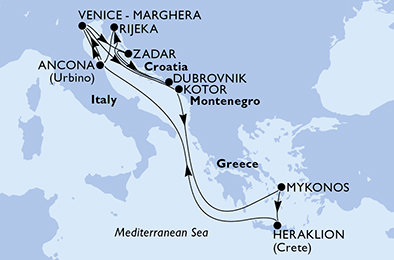 Itálie, Černá Hora, Řecko, Chorvatsko na lodi MSC Lirica