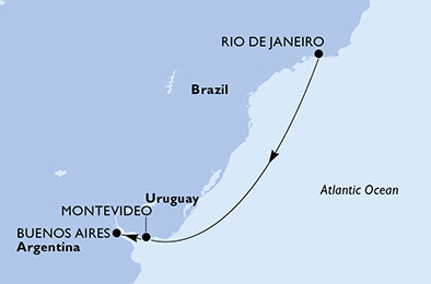 Brazílie, Uruguay, Argentina z Rio de Janeira na lodi MSC Splendida