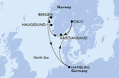 Německo, Norsko z Hamburku na lodi MSC Preziosa