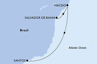 Brazílie ze Salvadoru na lodi MSC Virtuosa