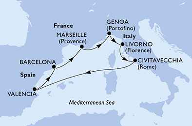 Itálie, Španělsko, Francie z Janova na lodi MSC Sinfonia