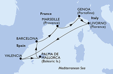 Francie, Itálie, Španělsko z Marseille na lodi MSC Sinfonia
