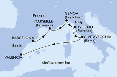 Španělsko, Francie, Itálie z Barcelony na lodi MSC Sinfonia