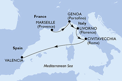 Francie, Itálie, Španělsko z Marseille na lodi MSC Sinfonia