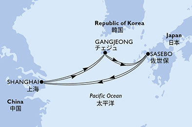 Čína, Jižní Korea, Japonsko ze Šanghaje na lodi MSC Bellissima