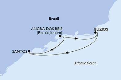 Brazílie ze Santosu na lodi MSC Divina