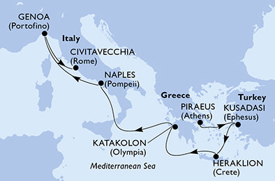 Řecko, Turecko, Itálie z Pirea na lodi MSC Splendida