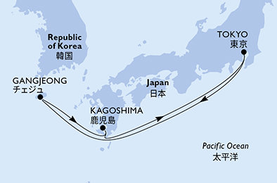 Japonsko, Jižní Korea z Tokia na lodi MSC Bellissima