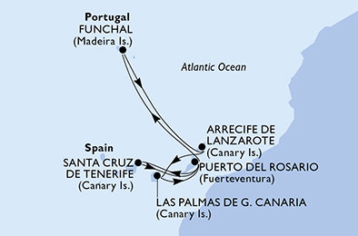Portugalsko, Španělsko z Funchalu na lodi MSC Fantasia