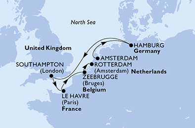 Nizozemsko, Německo, Velká Británie, Francie, Belgie z Amsterdamu na lodi MSC Preziosa
