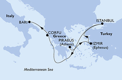 Řecko, Turecko, Itálie z Pirea na lodi MSC Lirica