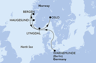 Německo, Norsko z Warnemünde na lodi MSC Magnifica