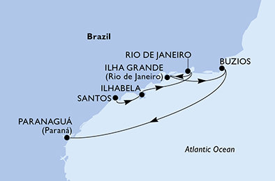 Brazílie ze Santosu na lodi MSC Musica
